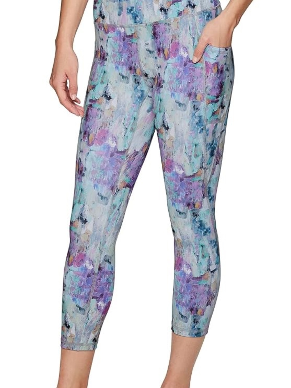 RBX High Rise Abstract Print Leggings Side Pocket Gray Purple Women’s M